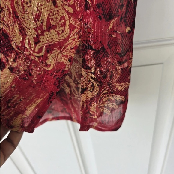 Catherines Sheer Tunic Top 2X Plus Womens 3/4 Sleeve Orange Paisely Open Front - Picture 14 of 15